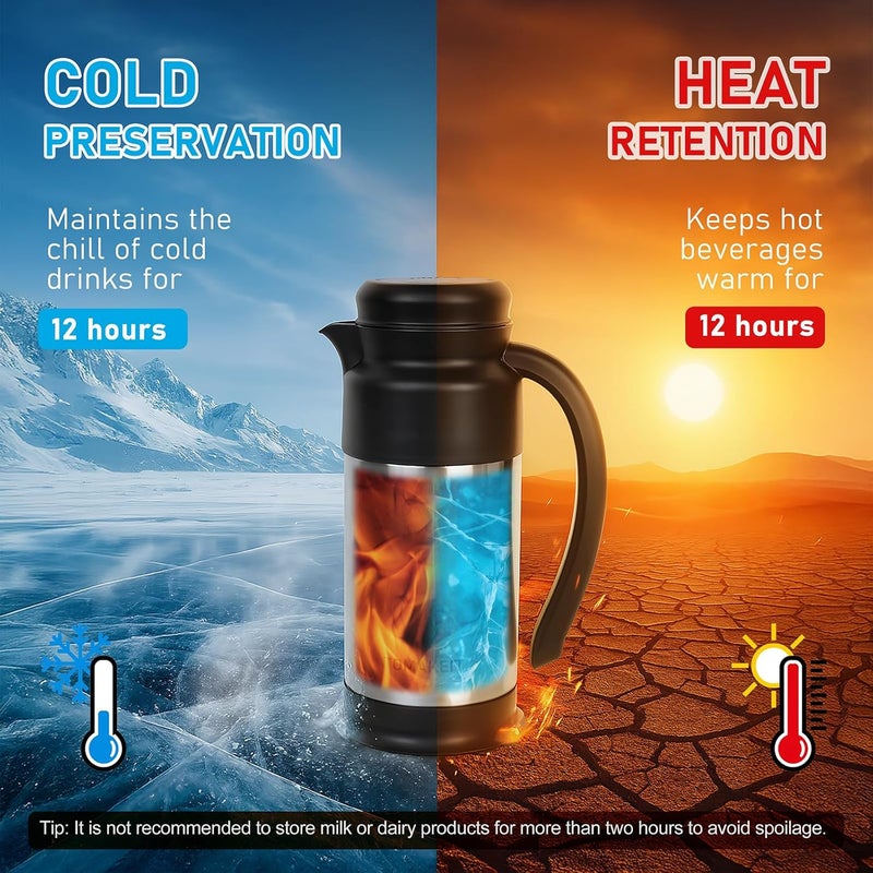  TOMAKEIT Creamer Pitcher for Coffee,0.75L/25 Oz Thermal Coffee Carafe,Stainless Steel Coffee Carafes for Keeping Hot and Cold,Double-Wall Design,12-Hour Hot & Cold,Leak-Proof,Portable for Travel,Camping,Office - Image 4
